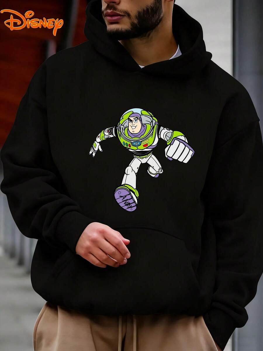 Men's Disney Hoodie, Buzz Lightyear Charge Print, Bold & Heroic Design, Casual And Comfortable, Ideal For Everyday Wear & Fan Outings - 黑色 - 查看 1