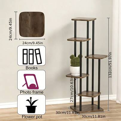 Four To Five-Story Indoor Metal Flower Racks, Suitable For Displaying Various Plants. Corner High-Profile Flower Racks, Applicable To Courtyards, Gardens, Living Rooms, Balconies, And Bedrooms. Multi-Layer Retro Design, Outdoor Decorative Flower Racks.