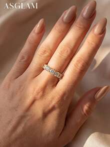 1pc Moissanite Engagement Ring & Wedding Band, S925 Sterling Silver Elegant Luxury Jewelry Gift For Women - Gold - View 6