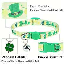 1pc Cute Bell Collar With Adjustable Buckle And Four-Leaf Clover Design, Made For Cats - Multicolor - View 4