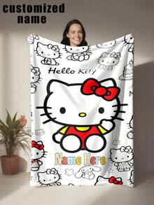SANRIO Chăn lông cừu Hello Kitty cá nhân hóa - Tên tùy chỉnh, chăn flannel mềm mại, món quà ấm áp và thoải mái dành cho gia đình và bạn bè, thích hợp để trang trí nhà cửa hoặc các dịp lễ hội, Chăn Hello Kitty - Nhiều màu - Xem 15
