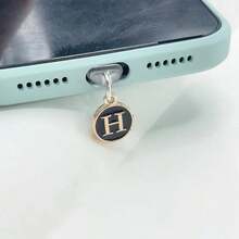 1个双面黑色26字母防尘手机塞/英文字母姓名首字母充电挂件/读卡器/兼容Type-C/Lightning（5-14）接口/情侣防尘塞 - 黑色 - 查看 48