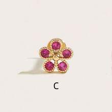 1pc Fashionable Minimalist Flower Crystal Stainless Steel Earrings, Suitable For Women's Daily Wear - Flower - View 11