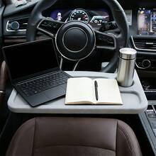 1pc 2-In-1 Car Steering Wheel Tray Desk, Desktop Organizer Holder (Includes Laptop Tray And Cup Holder), High-Strength ABS Structure, Fits Sedan, Truck, SUV - Multifunctional For Office, Reading, In-Car Organization, Minimalist And Elegant Design, Sturdy Structure - A - View 7