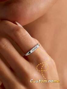 1pc Personalized Name Ring, Exquisite Name Ring, Customized Ring, Engraved Ring, Name Jewelry, Women's Ring, Personalized Gift, Gift For Her, Valentine's Day Gift, Mother's Day Gift, Anniversary Gift, New Year & Birthday Gift - Multicolor - View 19