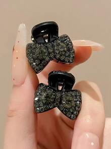 2 piezas Pinzas para el cabello de mujer de aleación con cristales de strass en forma de lazo, accesorios de cabello elegantes y lujosos con mariposa, pinzas de cabello románticas y glamorosas para recogidos, adecuadas para uso diario, trabajo, fiestas, verano, viajes y cumpleaños - Multicolor - Ver 16