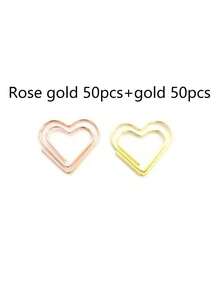 50pcs/Set Metal Heart Shaped Mini Binder Clips, Bookmarks, Book Binding, Note Decoration Stationery, School & Office Supplies - Multicolor - View 15