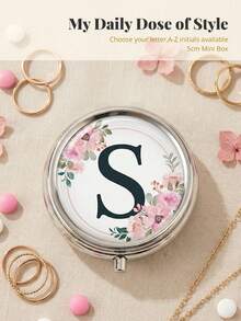1pc 3-Compartment Portable Pill Case, Polished Metal Material, French Luxury Floral & Letter Print Round Lid Compact Pill Box, Moisture-Proof Carry-On Storage Box, Suitable For Daily Commute, Travel, Elderly, Pregnant Women, Office Workers - one-size - View 36
