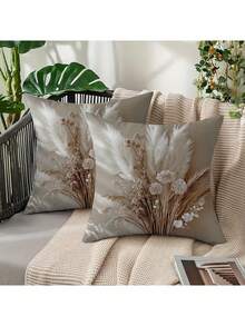 2pcs Floral Pattern Printed Decorative Pillow Covers, Suitable For Christmas Elements, Room Decor, Bedroom Decor, Holiday Decor, Party Decor (Pillow Insert Not Included) (Single-Sided Printing) - Multicolor - View 9