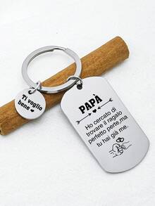 1pc Stainless Steel Keychain, Father's Day Gift For Dad, Exquisite Father's Day Gift Keychain - Multicolor New-1 - View 1