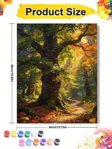Pintura por números en lienzo del paisaje del sendero del bosque mágico, obra de arte hecha a mano para decoración del hogar, 40x50cm/16x20 pulgadas, regalo de vacaciones - 40*50cm - Ver 3