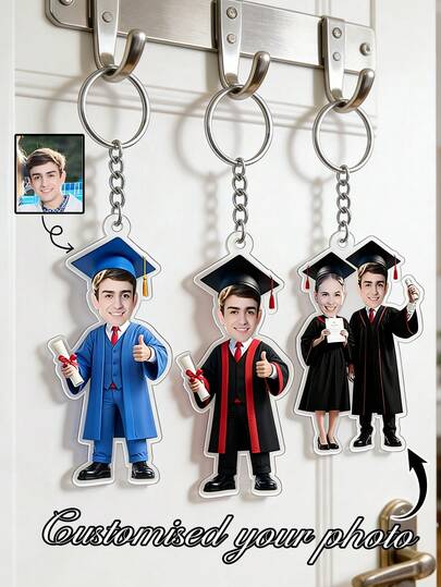 1pc Customize Photo Graduation Bachelor'S Gown Acrylic Keychain,Personalized Graduate Photo Keyring, Cartoon Graduate Design Keychain,Graduation Season Keepsakes For Bag,Key,Perfect Gift For 2026 Graduat,Friends, Unique Birthday Graduation Gifts For Graduation Commemoration, Daily Use,Bag Charms,Gifts For Boyfriend