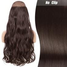 Clip-In Natural Hair Extension, Long Straight Synthetic Hairpiece, Blonde, Black, Mixed Color, Fake Hairpiece For Women HKQE - 米色 - 查看 1