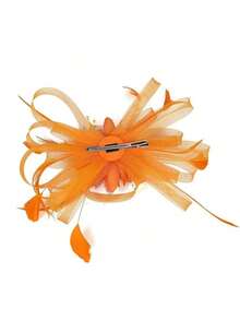 1pc Women's Tea Party Headpiece, Kentucky Derby Wedding Flower Mesh Hair Clip - Màu tím - Xem 4