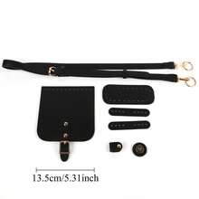 7pcs Crochet Bag DIY Kit, Includes PU Leather Bottom + Strap + Flap With Buckle & Snap + Edging + Hardware, Suitable For Beginner Handmade Weaving, DIY Handbag Making, Handbag Making Supplies, Handmade Women Handbag, Handbag Making Materials - A - View 3