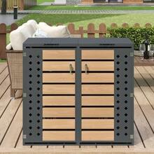 Storage Box For Rubbish Bins With Hinged Lid, Lockable, Two Doors, Hollow Diamond-Shaped Door Panel - View 1