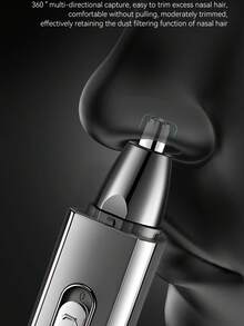 Kemei KM-313 男士鼻毛修剪器，三合一电动理容套装，USB充电式电动剃须刀，无痛去除耳毛、鼻毛、眉毛和面部毛发 - 彩色 - 查看 7