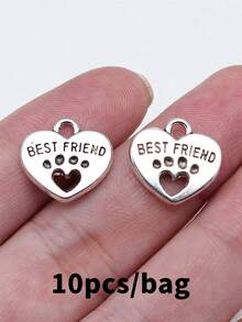 10pcs 14x15mm Double Sided Best Friends Paw Heart Charms Pendant For DIY Jewelry Making Necklace Keychain Phone Chain Bracelet Making Accessories Handmade Craft Making Findings - Dog Paw - View 12