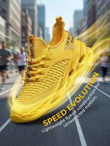 Men's Fashion Yellow Sport Shoes Modern Design EVA Midsole Lightweight Sneakers For Streetwear And Active Lifestyle - 黃色 - 查看 7