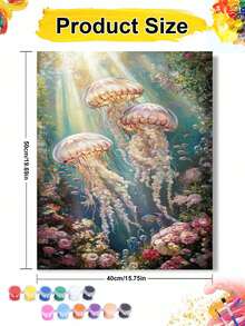 海洋幻想水母 DIY 數字油畫套裝 40x50cm/16x20in 成人手繪著色畫布 家居裝飾 節日禮物 - 40*50厘米 - 查看 10