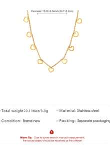 1pc Stainless Steel Minimalist Fashion Tassel Heart Star Pendant Necklace, Elegant Personalized Casual Versatile Jewelry Accessory For Women, Suitable For Daily Wear And Dates - Yellow Gold - View 11