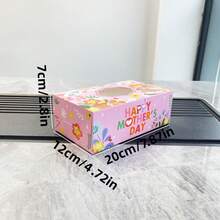 4件套母亲节礼品盒，尺寸分别为20*12*7厘米（饼干/糖果盒）、22*15*7厘米（蛋糕盒）、花形贺卡、透明窗口甜点盒，适合节日派对，可装甜甜圈、迷你蛋糕、糕点、糖果等。 - 紙本 - 查看 7