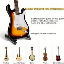 1 pieza Soporte de guitarra premium de ABS - Ligero, resistente, ajustable, plegable con diseño de marco en A y pies antideslizantes, se adapta a guitarra acústica, guitarra eléctrica, ukelele, bajo, violín y otros instrumentos, adecuado para el hogar, estudio, viaje, actuación, práctica, exterior, bar, estudio de grabación, regalo ideal para músicos, guitarristas, amantes de la música, entusiastas de instrumentos, regalos creativos, regalos de Año Nuevo - Negro - Ver 8