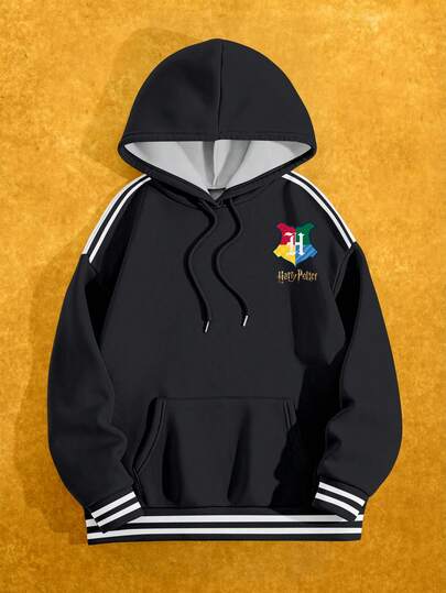 Whysmera SHEIN X Harry Potter Áo sweatshirt nữ dáng rộng in họa tiết hợp tác, thời trang và thoải mái, phù hợp mặc hàng ngày vào mùa thu/đông.