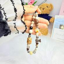 手工串珠小熊挂件，DIY手机挂绳，钥匙扣，腕带，包包挂件，创意手机挂绳，新款串珠相机钥匙扣，手机挂饰，便携式手机壳挂绳 - 彩色 - 查看 3