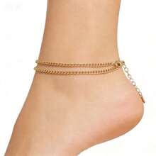 Minimalist Silver Anklet, Suitable For Beach, Vacation And Summer Outfits - Yellow Gold - View 9