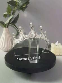 1 Piece Of High-End European And American Bridal Crown Headpiece, Suitable For Wearing At Birthday Parties Or Gatherings, And Can Also Be Given As A Gift To Others - White - View 6