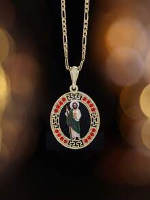 1件男士嘻哈圣犹大吊坠项链，信仰主题饰品，适合日常佩戴、送礼或派对、祈祷、复活节等场合。 - 聖裘德 - 查看 3