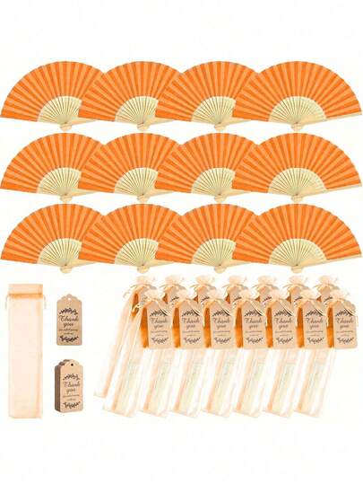 3/15/30pcs Pink Wooden Folding Fans, Comes With Gift Bag & Thank You Card, Bridal Wedding Bamboo Hand Fan, Bachelorette Party Bride Gift, Bridesmaid Bamboo Hand Fan, Bachelorette Party Photo Prop, Bridesmaid Gift & Wedding Decor, Suitable For Parties & Events, Summer Accessory, Ladies Folding Fan