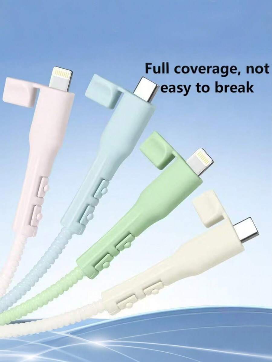 Bộ 5/1 cái bảo vệ cáp dữ liệu đa năng, ống chống gãy cáp dữ liệu, dụng cụ sắp xếp cáp dữ liệu chống gãy, phù hợp cho máy tính xách tay/máy tính bảng/điện thoại USB-C, đầu cáp dữ liệu điện thoại học sinh bằng silicon mềm. - Nhiều màu - Xem 1