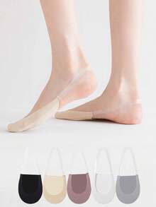 1/5/10 pares de calcetines invisibles sin mostrar, de corte bajo, sin costuras, de seda de hielo, transpirables y ultradelgados para mujer, para primavera y verano - Multicolor - Ver 2