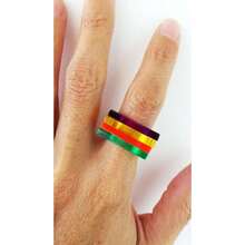 Anillos Cuadrados de Acrílico Apilables, Set de 4 Anillos,42502415 - Amarillo - Ver 2