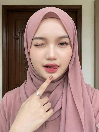 1 pieza Pañuelo de mujer de unicolor de gasa con perlas, pañuelo largo árabe casual, pañuelo conservador liso para la cabeza, adecuado para el uso diario en Oriente Medio