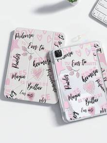 This Beautiful And Cute Cartoon Pink Heart Letter Double-Sided Acrylic Crystal Clear Back Cover Is Shock-Resistant And Durable, Suitable For IPad 7th, 8th And 10th Generation (10.2 Inch). It Has A Built-In Pen Slot, Supports Sleep/Wake Function And Multiple, Making It An Ideal Gift Choice. - Multicolor - View 2