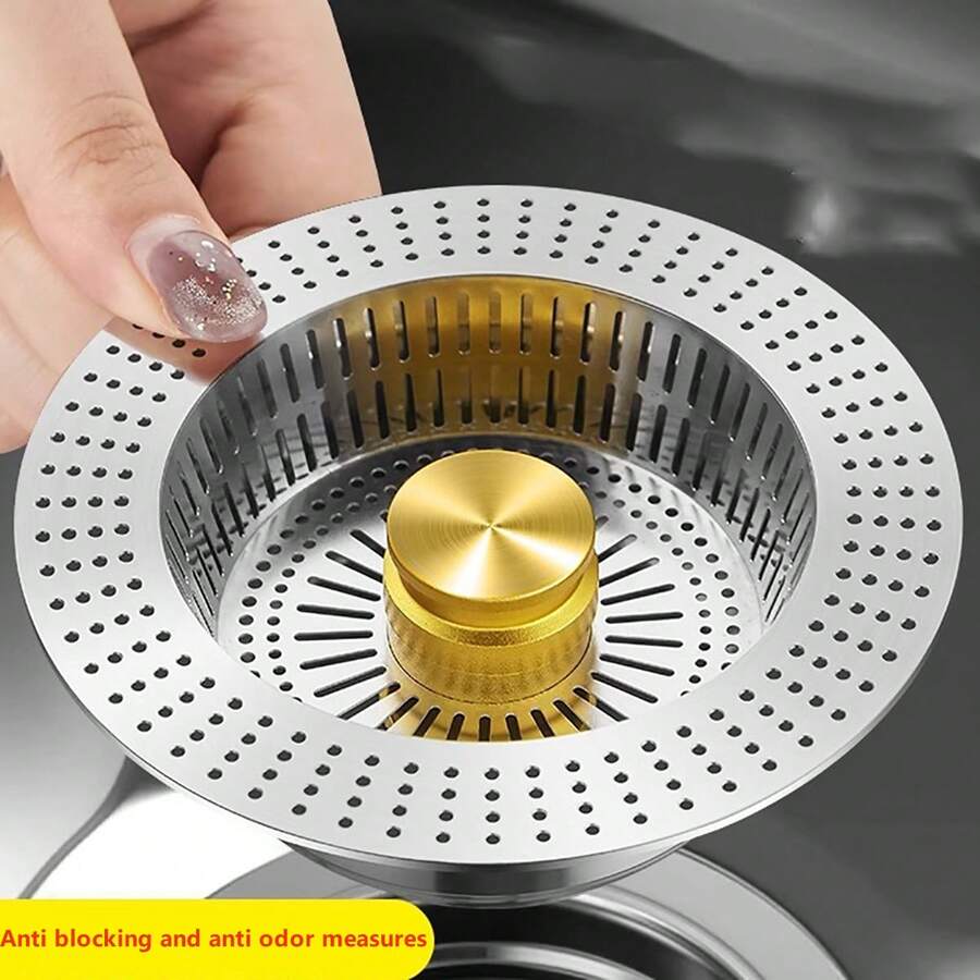 1pc Kitchen Sink Strainer, Universal Pressure Type Sink Drain Stopper, Fits Washing Basin - A - View 1