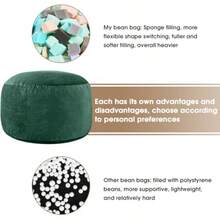 Puf para adultos Puf de espuma viscoelástica sofá para niños y adolescentes con funda de microfibra suave sofá redondo esponjoso para sala de estar recámara recámara universitario - Verde - Ver 4