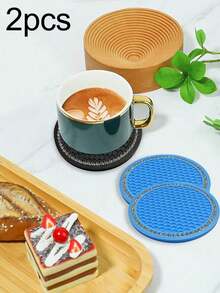 2 piezas Posavasos antideslizantes resistentes al calor y al agua, posavasos de silicona para el hogar y el automóvil, almohadilla universal antideslizante, accesorios creativos para el interior del automóvil - Multicolor - Ver 4