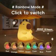 Mini Capybara LED Night Light, Rechargeable Silicone Baby Lamp With Touch Control & Breathing Light, Soft Nightlight For Nursery Bedroom - Seven Colors - View 7