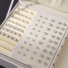 24/48/72件套男女通用银耳钉套装（圆形/心形/方形）| 奢华闪耀优雅 | 日常佩戴、宴会及派对（不含包装盒） - 彩色 - 查看 3