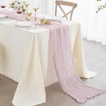 (22 Candy Color Party Table Runner) Rectangular Cheese Cloth Table Runner, Bohemian Gauze Cheese Cloth Table Cloth, Rustic Transparent Table Cloth, Suitable For Wedding, Birthday Or Holiday Party Cake Table Decor, Romantic Banquet Table Decor Table Runner, Party Table Cloth For Indoor And Outdoor - Pink - View 9