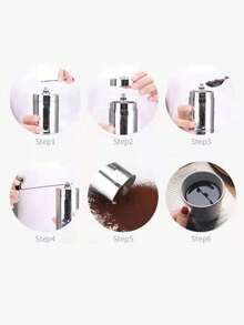 Stainless Steel Manual Coffee Grinder, Portable Hand Crank Coffee Bean Mill, Small Household Coffee Powder Maker - Silver - View 4