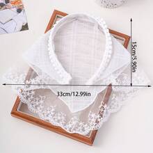 2个白色蕾丝发箍，时尚网状发圈，适合女性度假或外出佩戴 - 彩色 - 查看 5