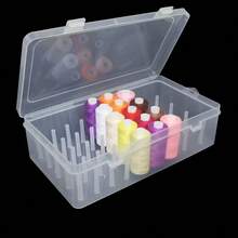 Awaoko 42pcs Thick Transparent Sewing & Knitting Desktop Storage Box, With Clear Compartments And Secure Lid - Durable Plastic Organizer Box For Threads, Yarns, Needles And Pins - Compact Design Saves Space For Crafts And Travel, Neat And Orderly Storage Of Accessories, Sturdy Structure - Ideal Gift For Easter And Parties - Clear - View 2