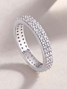 1pc 925 Sterling Silver Elegant Luxury Moissanite Ring, Ideal Gift For Engagement, Wedding, Birthday, Anniversary, And Bridal Jewelry - Style 7 - View 7