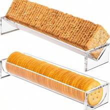 1个/2个亚克力饼干托盘，透明马卡龙展示托盘，长方形多功能饼干架，适用于家庭聚会食品展示 - 彩色 - 查看 1