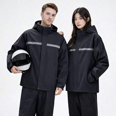 一套男士时尚双层防水雨衣，采用优质防水面料，宽松版型，户外雨衣，多功能雨衣/雨披，适合旅行、徒步、春夏季节、户外活动、花园、旅行必备、海滩必备、毕业季、毕业典礼、毕业典礼、祝贺毕业生、毕业典礼致辞代表、毕业派对、户外必备、旅行徒步必备、露营必备、便携工具、夏季必备、夏季便携